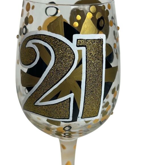 Lolita "21 & Having Fun" Hand-Painted Wine Glass 15 oz Birthday Gift - Picture 7 of 13